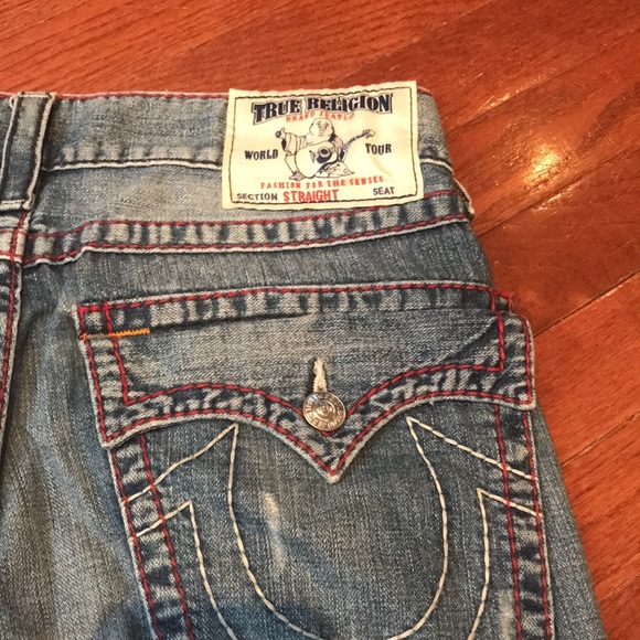 True Religion Straight Leg Distressed Denim Jeans - Picture 6 of 9
